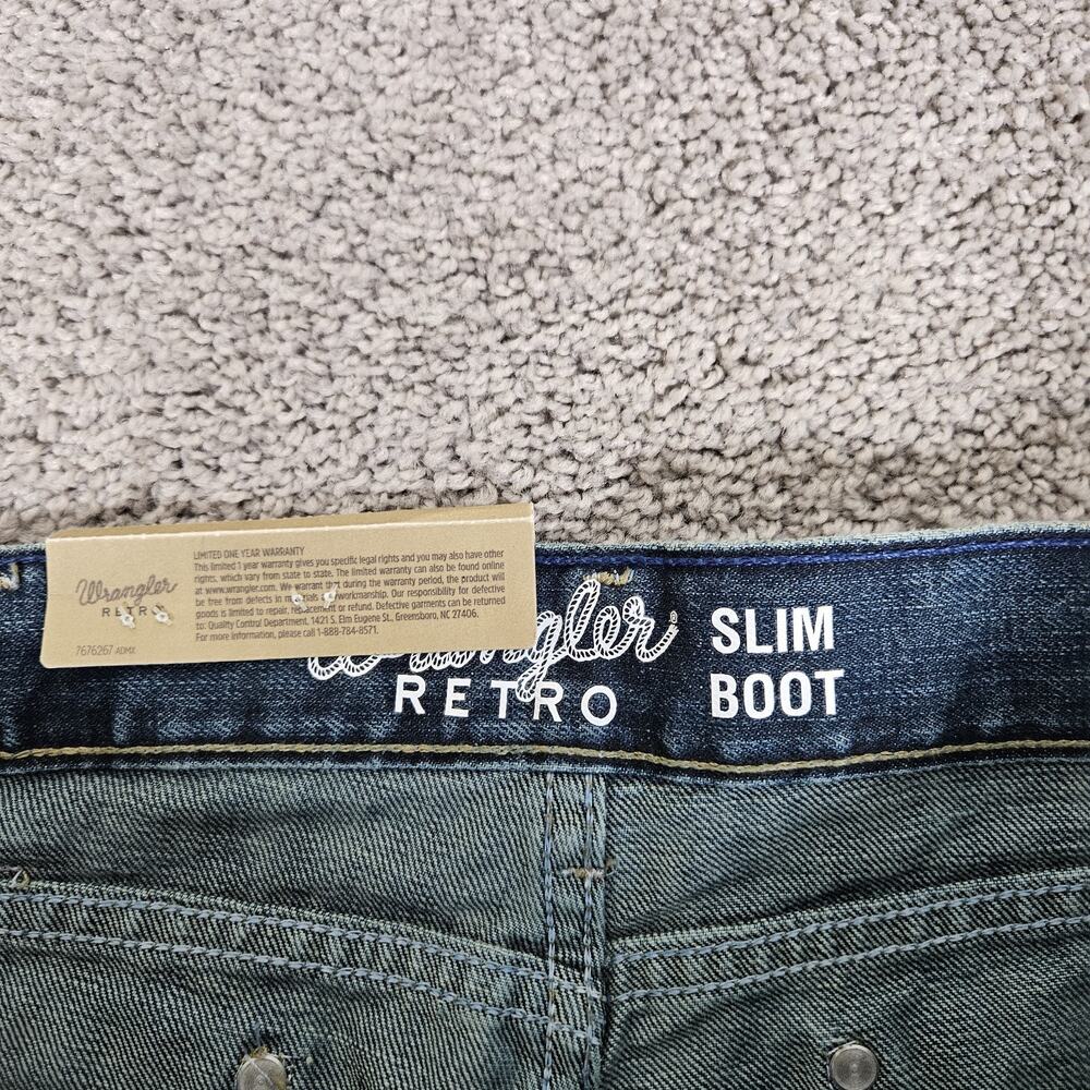 Wrangler Retro Slim Boot Jeans Men's 36X30 Blue Western Cowboy Ranchwear - Picture 6 of 11